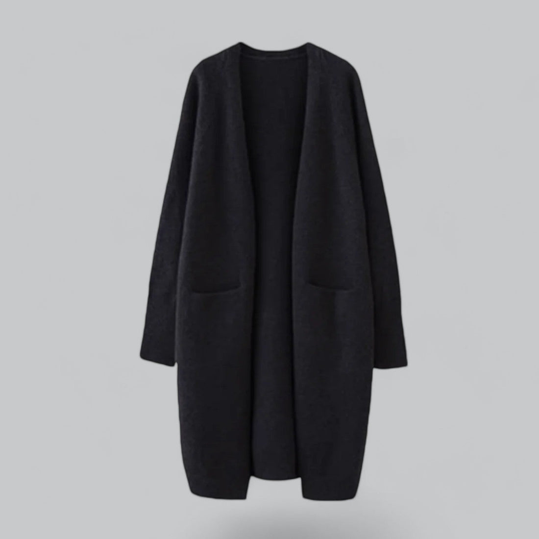 Klassischer Langer Cashmere Strickjacke für Frauen – Veloura