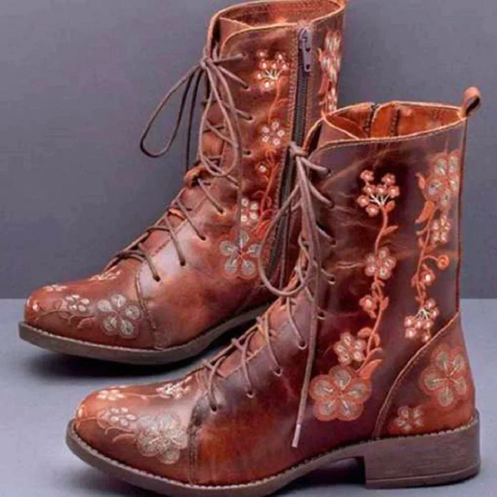 Retro-Stiefel mit Ethnischer Stickerei – Lioré