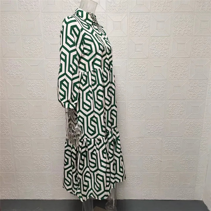 Echoarchiv | Langärmliges Kleid Mit Geometrischem Muster