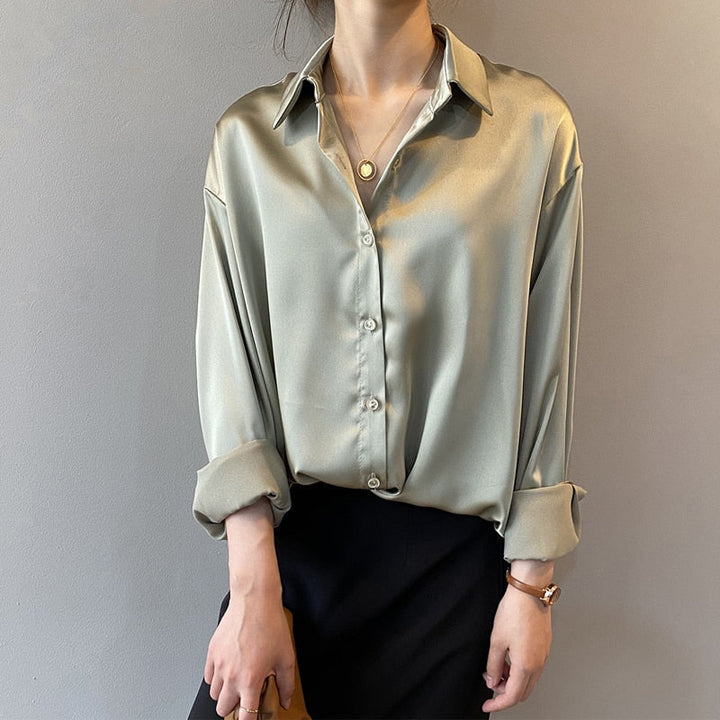 Echoarchiv | Damenbekleidung Seidenhemd Vintage Bluse