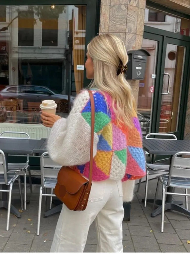 Gestreifte offene Strickjacke – Veloura