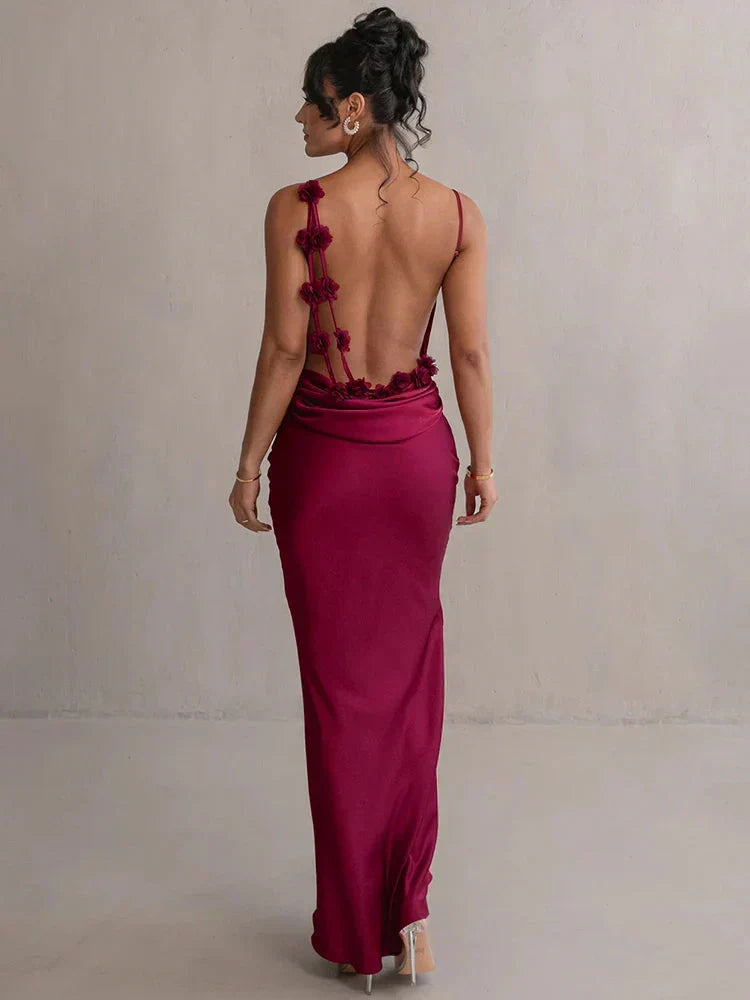 Echoarchiv | Satin Kleid mit Blumen