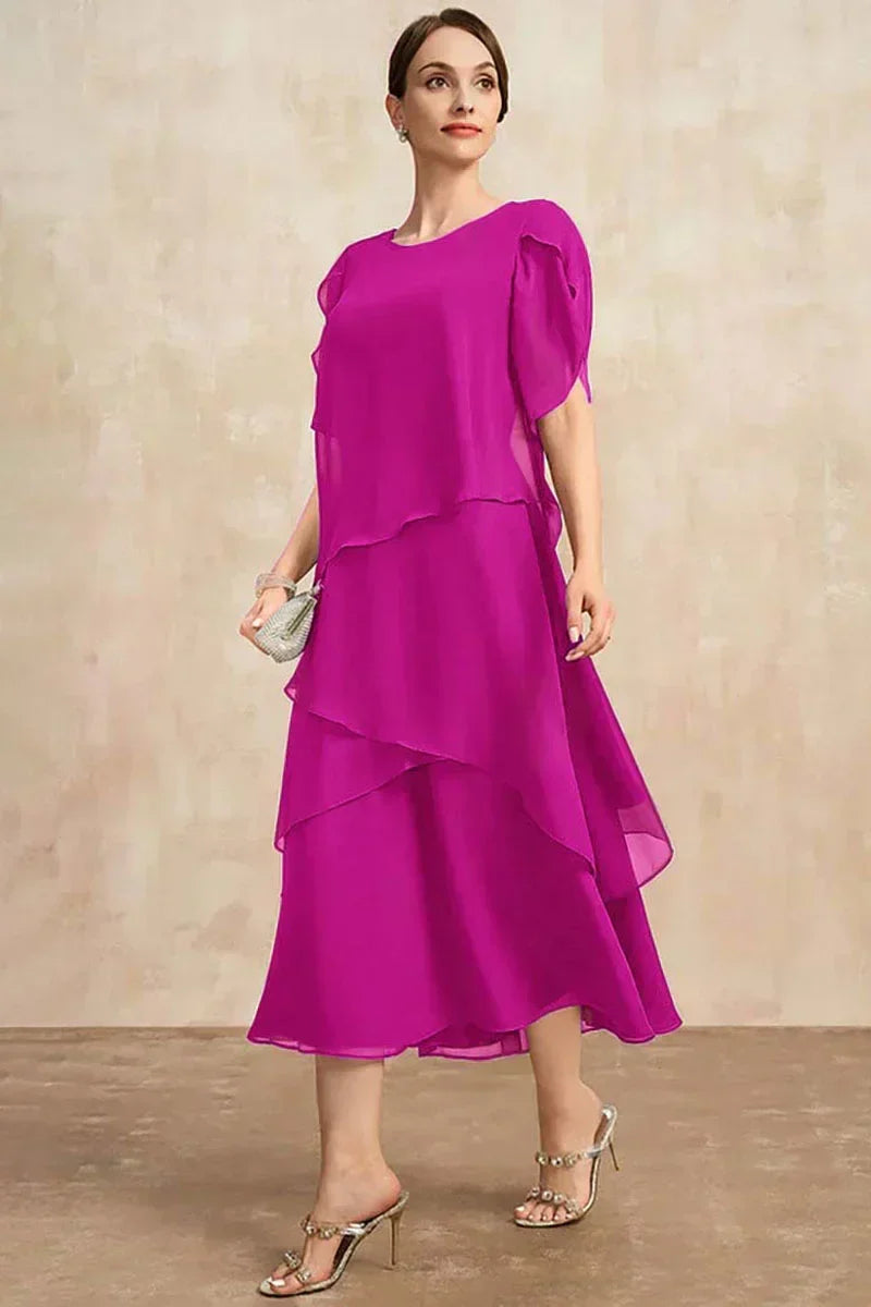 Echoarchiv | Plus Size Gestuftes Midi Kleid