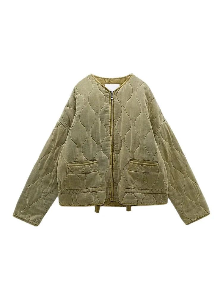 Oversized Vintage Gepolsterte Damenjacke