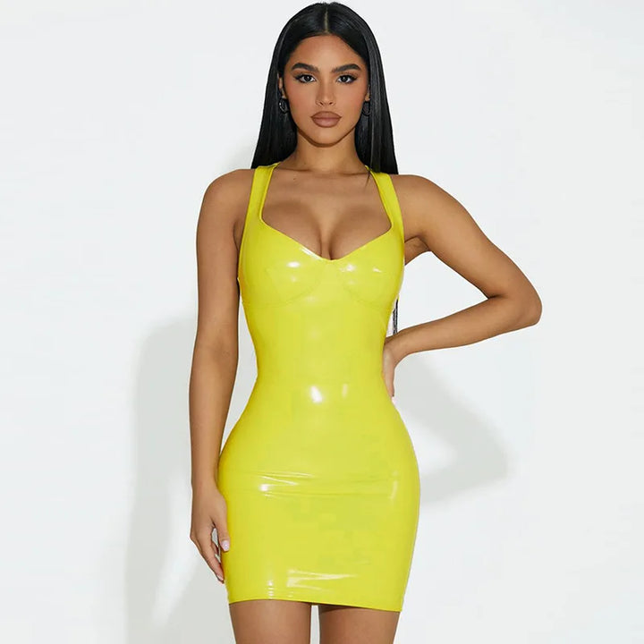 Echoarchiv | Latex Kleid mit Verstellbaren Trägern