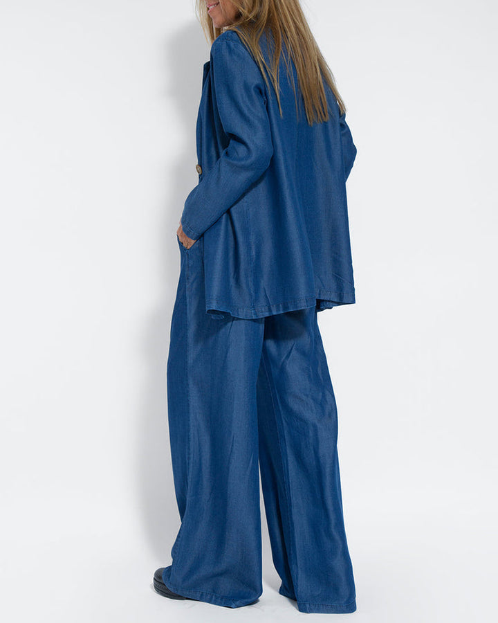 Echoarchiv | Elegantes 2-Teiliges Set Leinen Weite Hose & Weste
