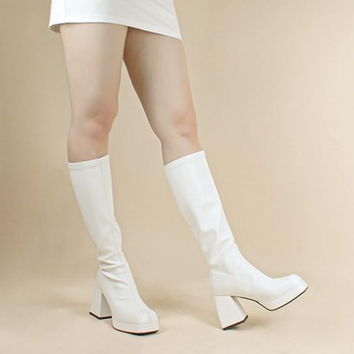 Leder-PlatEchoarchivu-Stiefel mit Blockabsatz - Ursula Echoarchiv