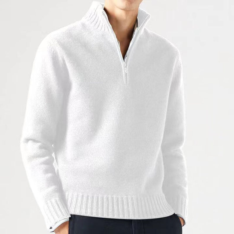 Herren Pullover Mit Revers Und Reißverschluss Einfarbig – Terenzo