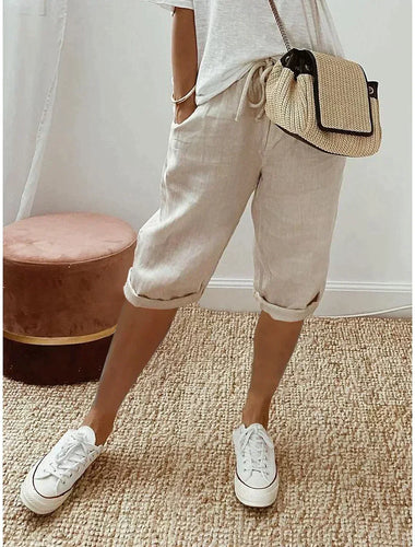Echoarchiv | Damen-Leinenhose mit Weitem Bein