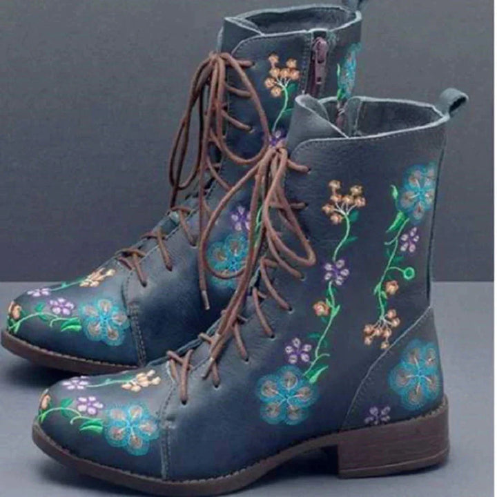 Retro-Stiefel mit Ethnischer Stickerei – Lioré