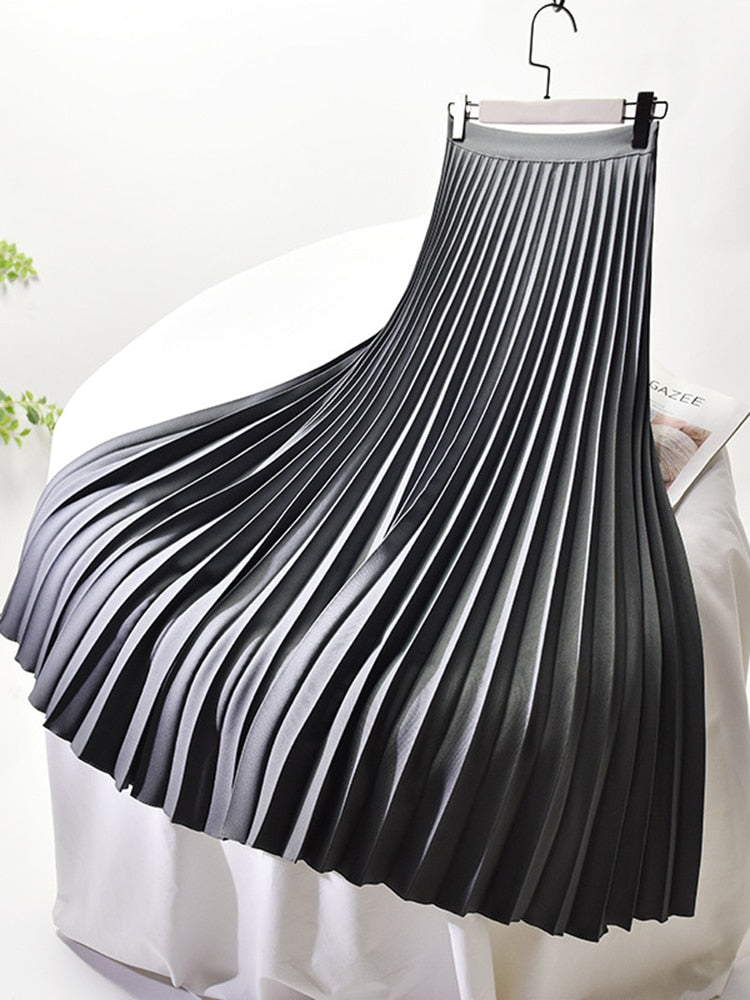 Echoarchiv | Markendesigner Damen Eleganter Schicker Solider Plisseerock Hohe Taille Luxusmode