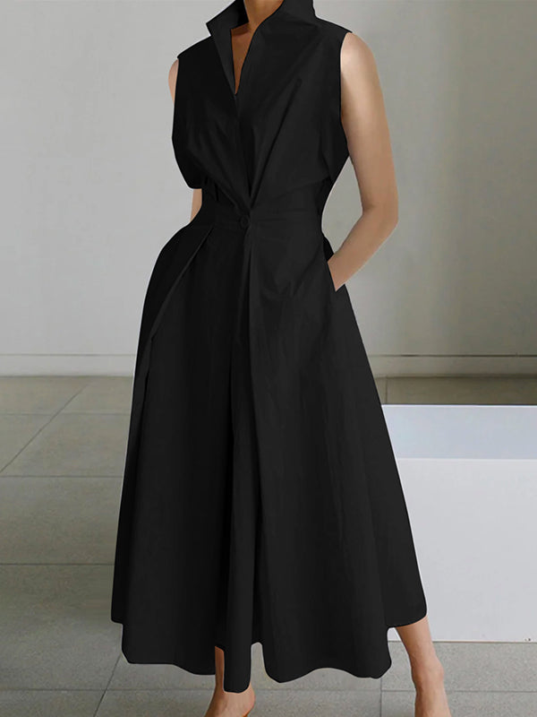 Echoarchiv | Weißes Hemdkragen Urban Baumwollkleid