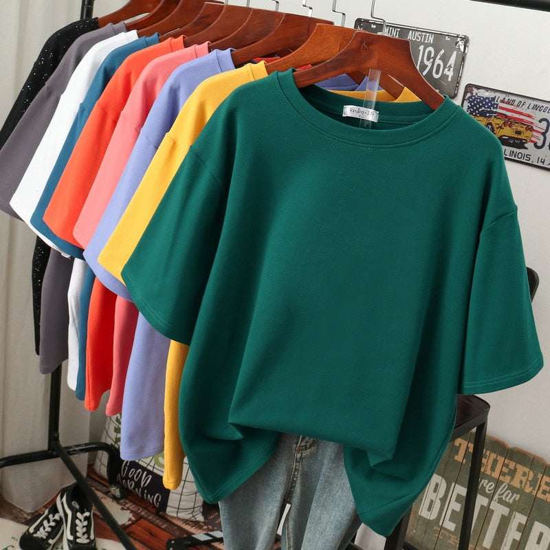 Echoarchiv | Oversized Baumwoll-Basic-T-Shirt für Damen