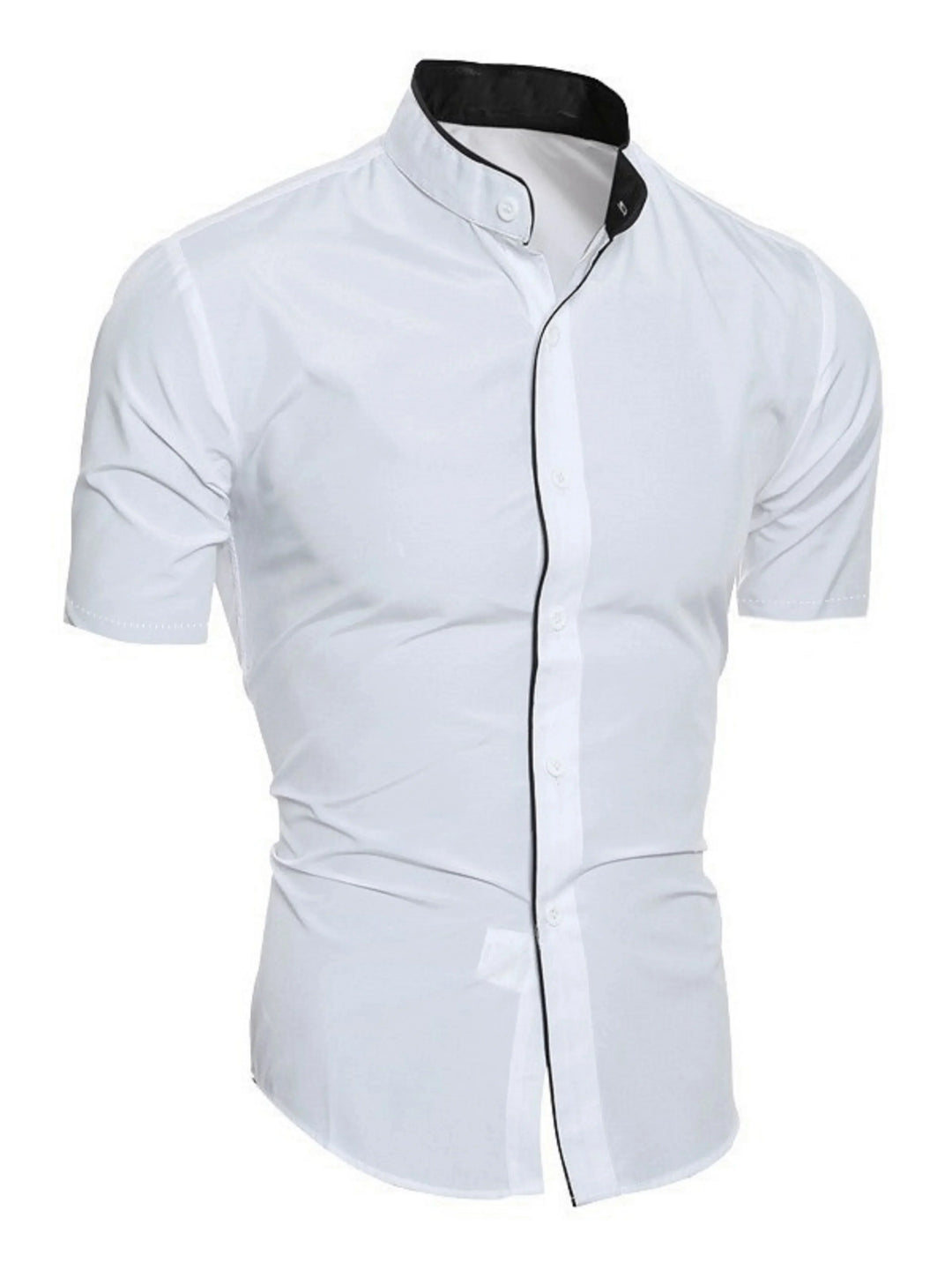 Echoarchiv | Herren Slim Fit Stehkragenhemd Kurzarm