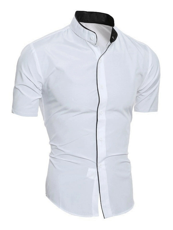 Echoarchiv | Herren Slim Fit Stehkragenhemd Kurzarm