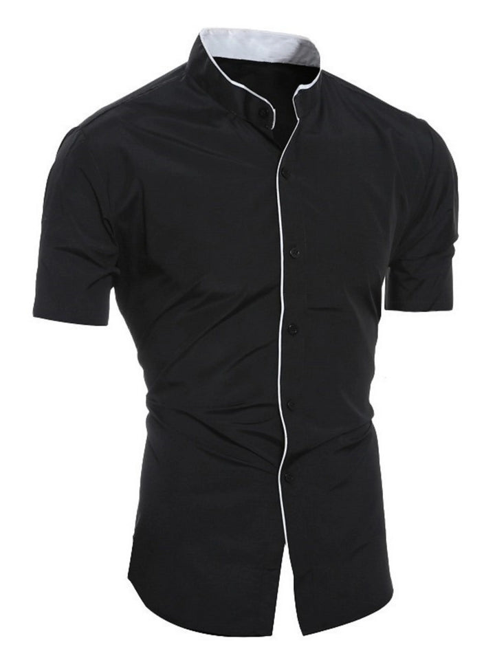 Echoarchiv | Herren Slim Fit Stehkragenhemd Kurzarm
