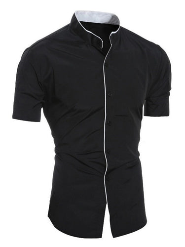 Echoarchiv | Herren Slim Fit Stehkragenhemd Kurzarm