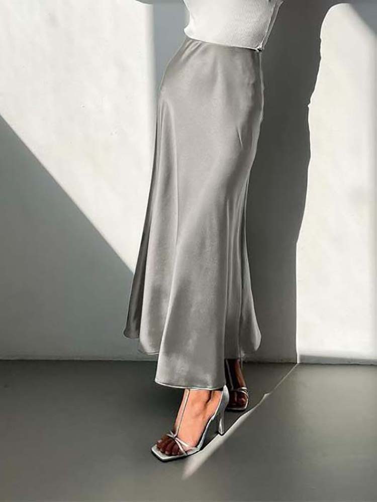 Echoarchiv | Satin-Midi-Rock mit Fließendem Design für Damen