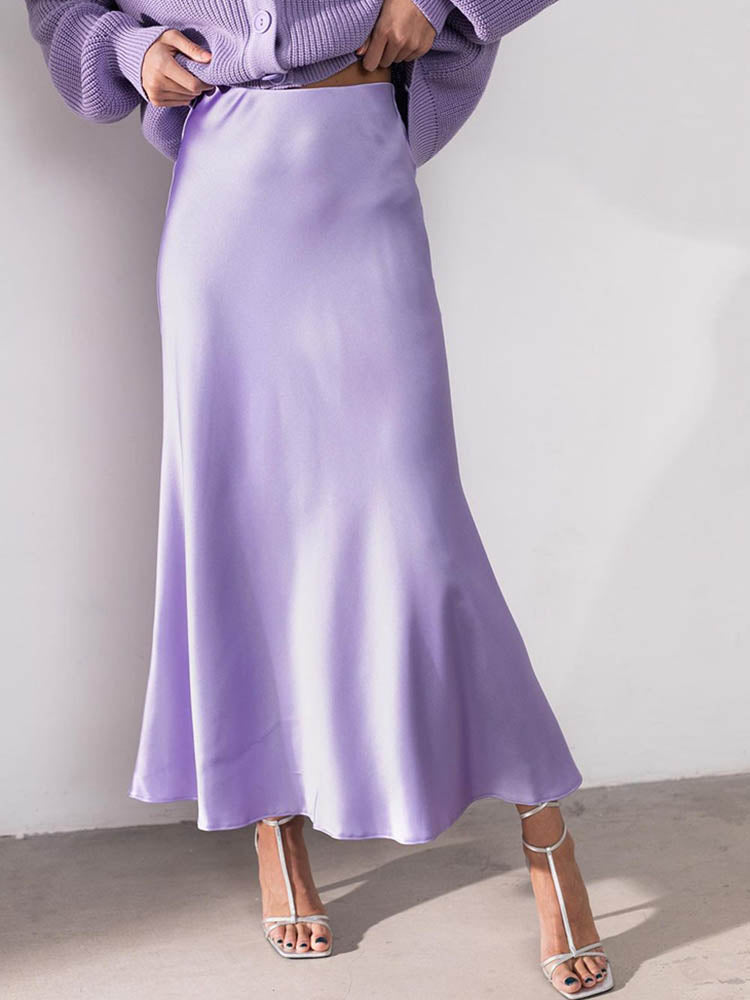 Echoarchiv | Satin-Midi-Rock mit Fließendem Design für Damen