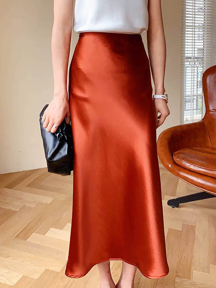 Echoarchiv | Satin-Midi-Rock mit Fließendem Design für Damen