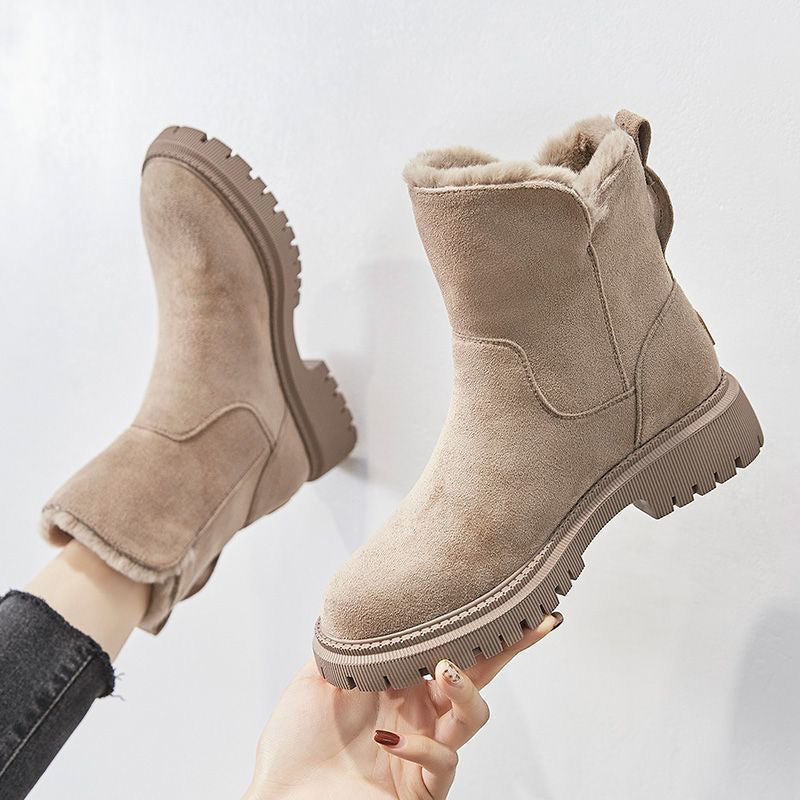 Damen Winter-Ankle-Boots im Wildleder-Look mit Warmfutter | Große Größen