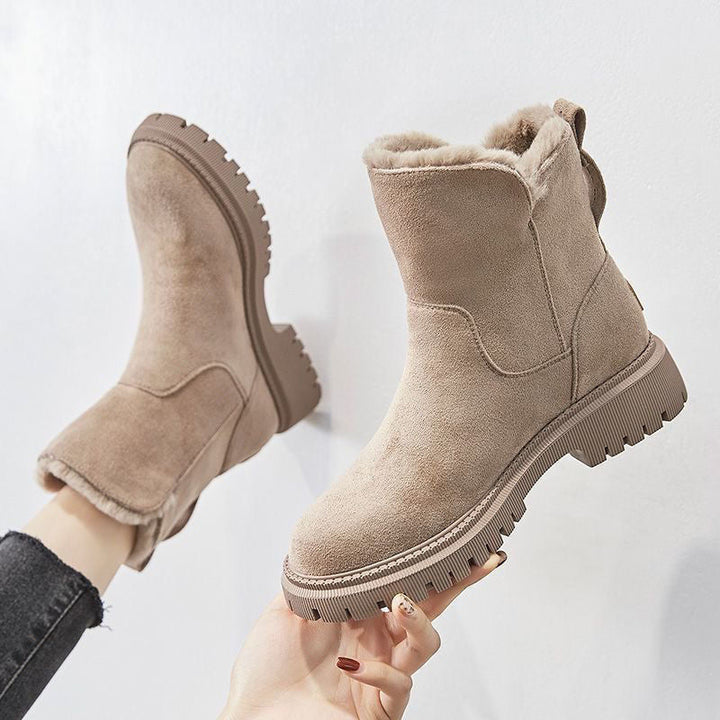 Damen Winter-Ankle-Boots im Wildleder-Look mit Warmfutter | Große Größen