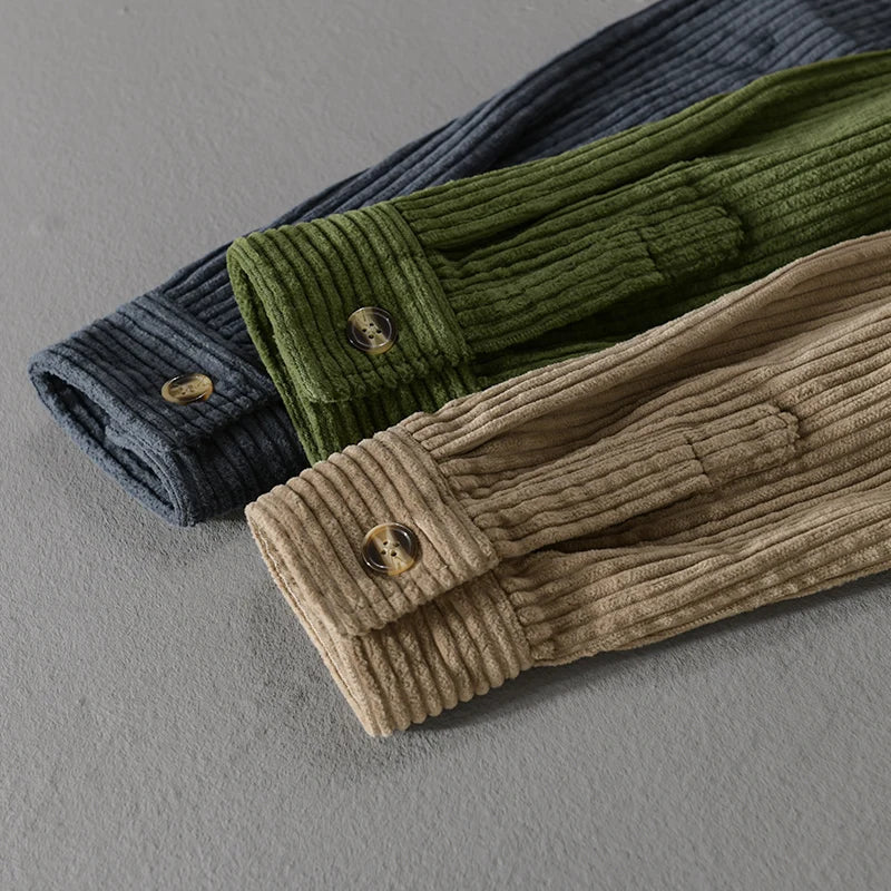 Herren Cord-Hemd Mit Knopfleiste – Orvano