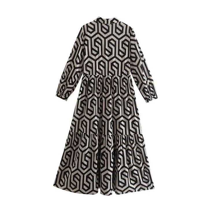 Echoarchiv | Langärmliges Kleid Mit Geometrischem Muster
