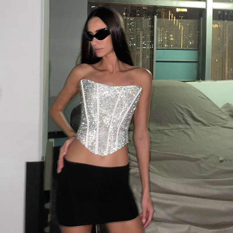 Korsett Strapless Glitzer Top – Avérine