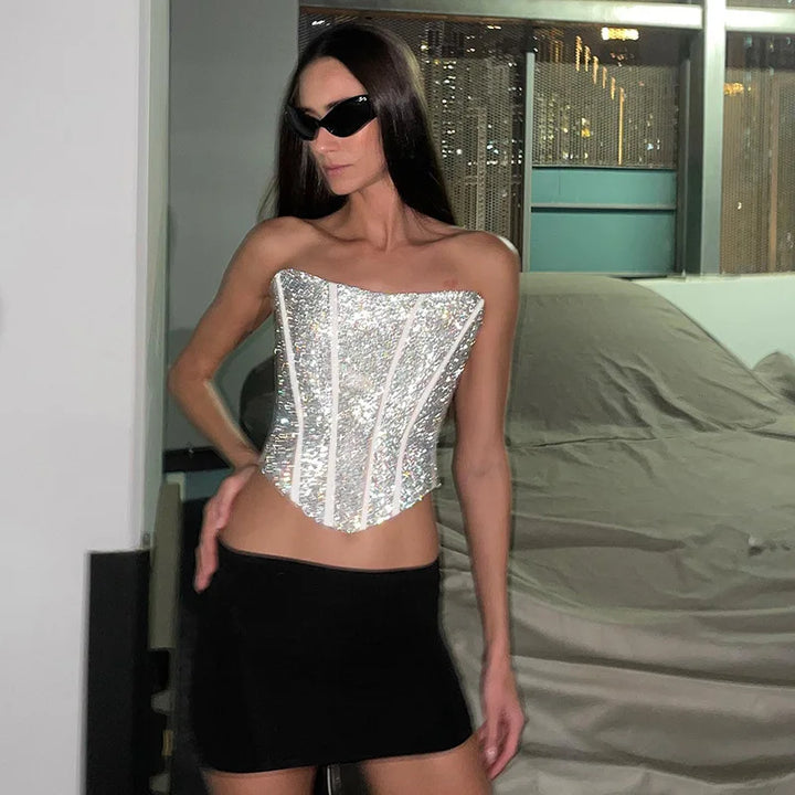 Korsett Strapless Glitzer Top – Avérine