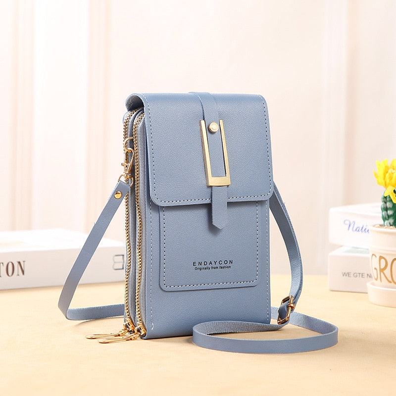 Echoarchiv | Leder Smartphone Clutch Damen Handtasche mit Touchscreen-Fenster