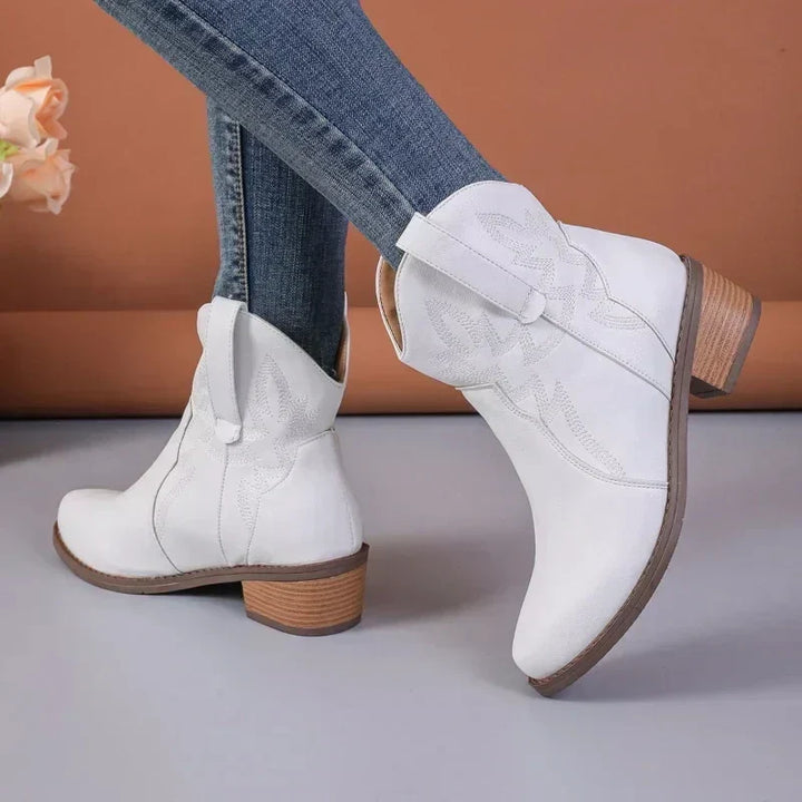 Echoarchiv - PU niedriger Absatz rutschfeste Damen Cowboystiefel