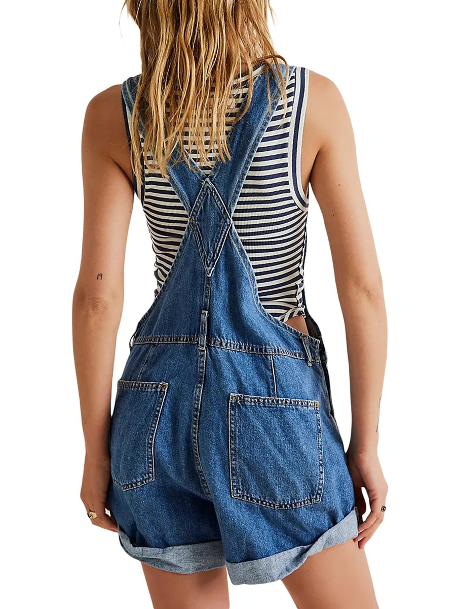 Echoarchiv | Ärmelloses Denim Overall Jumpsuit für Frauen