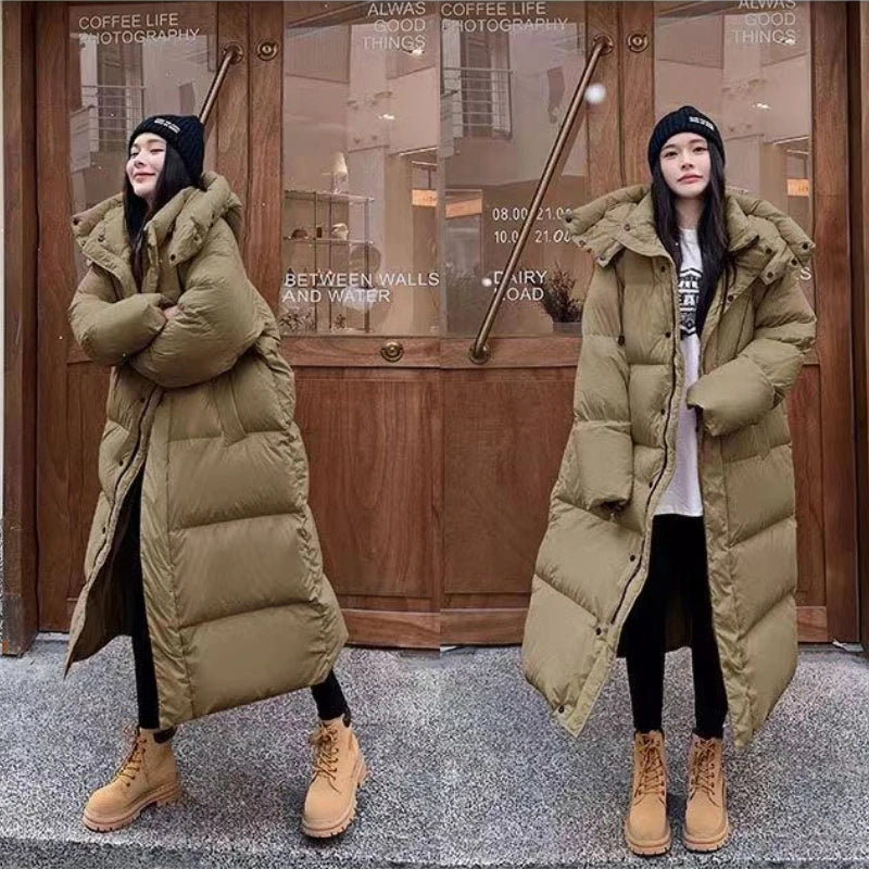 Echoarchiv | Langer Daunenjacke Stil Mit Kapuze