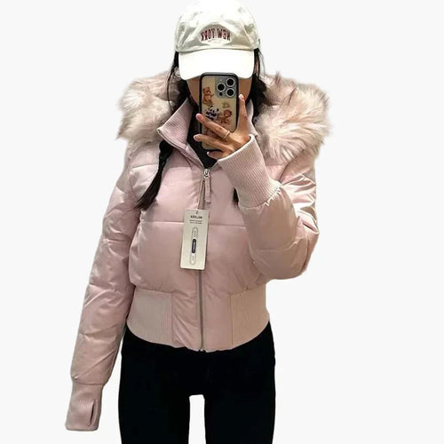 Echoarchiv | Winterjacke mit Kapuze und Fellkragen - Modische, Taillierte Übergangsjacke für Herbst und Winter