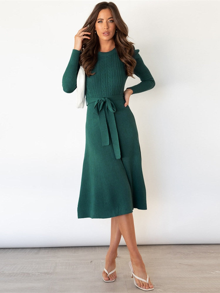 Strickkleid mit langen Ärmeln - 2024 Neuer Trend – Valéora