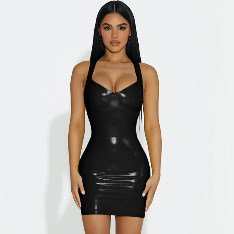 Echoarchiv | Latex Kleid mit Verstellbaren Trägern