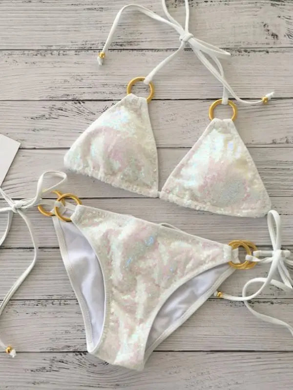 Echoarchiv | Neu Sexy Bikinis Pailletten Goldfarbe Frauen Bandage Bikini Set Push-Up Vorgepolsterter Bh BadEchoarchivnzug Set BadeEchoarchiv