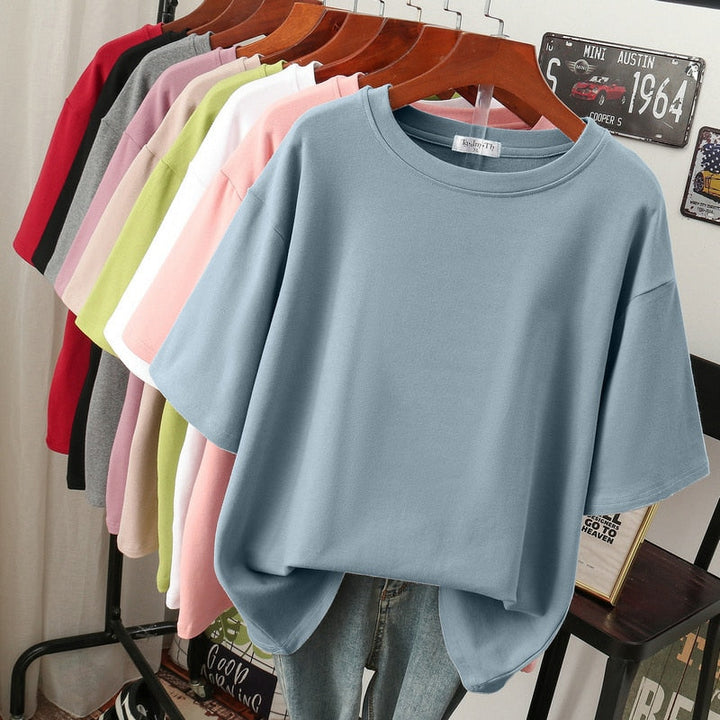 Echoarchiv | Oversized Baumwoll-Basic-T-Shirt für Damen