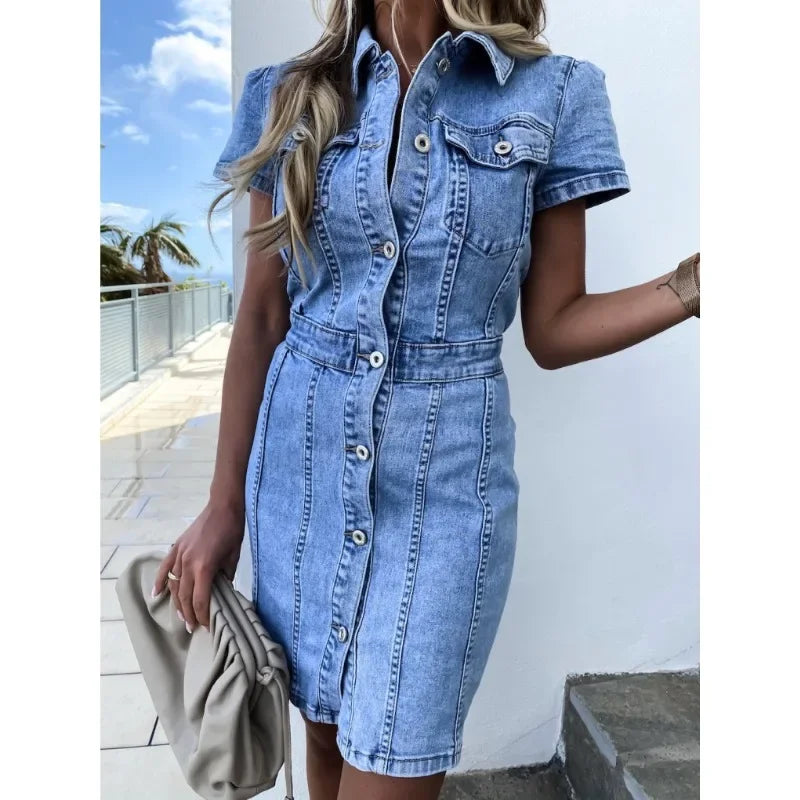 Echoarchiv | Ulrike Einreihiges Denim-Kleid
