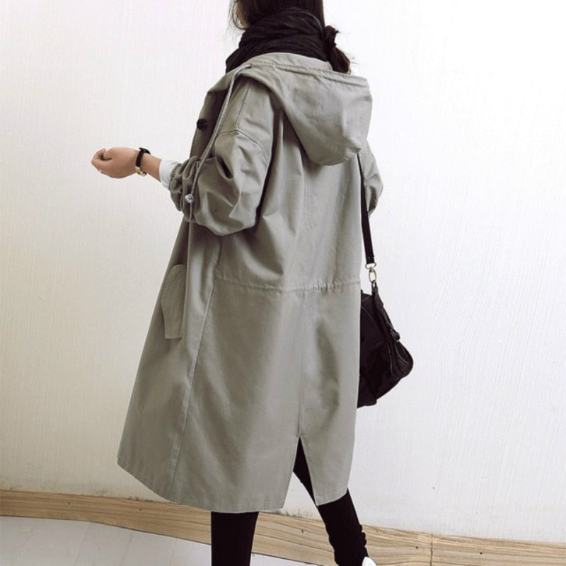Damen Windbreaker Mantel mit Kapuze – Célinea