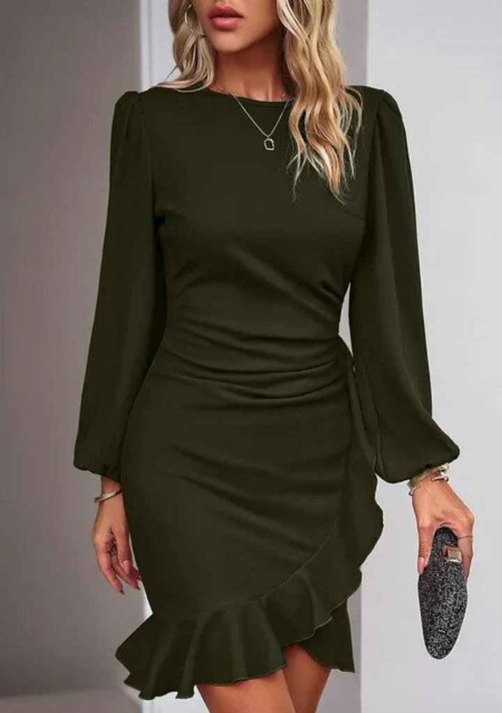 Bodycon Kleid mit Rüsche Saum