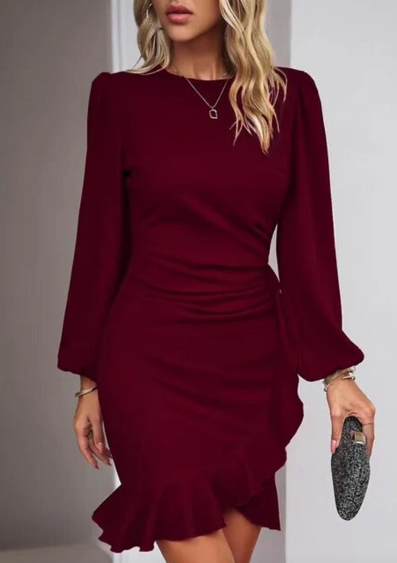 Bodycon Kleid mit Rüsche Saum