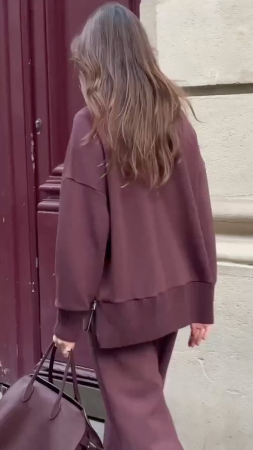 Echoarchiv | Bequemes Damen Satz mit Strukturiertem SwEchoarchivtshirt und Hose