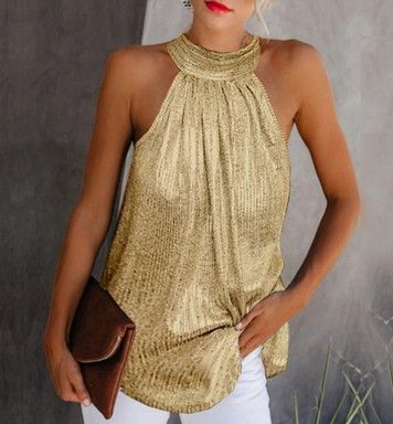 Echoarchiv | Elegantes Neckholderkleid In Gold