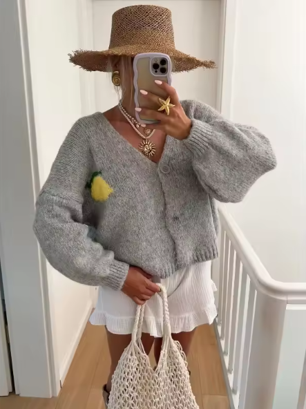 Echoarchiv | Strickpullover mit Zitronenprint für Damen