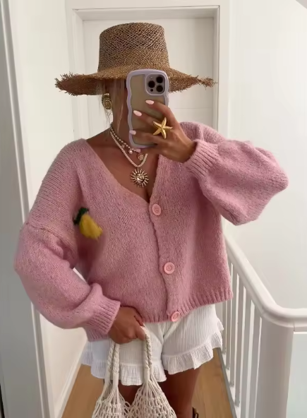 Echoarchiv | Strickpullover mit Zitronenprint für Damen