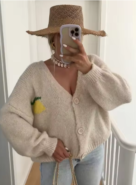 Echoarchiv | Strickpullover mit Zitronenprint für Damen