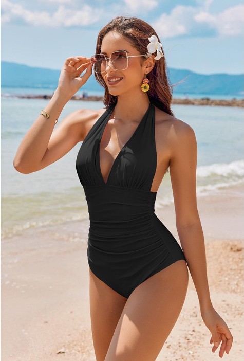 Echoarchiv | Wunderschöner Tankini mit Zufälligem Muster und Tiefem V-Ausschnitt