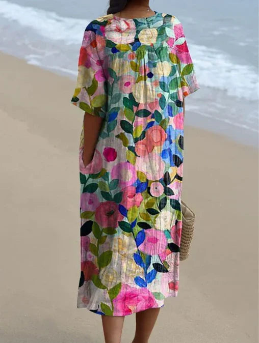 Echoarchiv | Lässiges Kleid mit Floralem Druck aus Atmungsaktivem Baumwollstoff